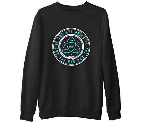 Dark - Timeline Siyah Erkek Kalın Sweatshirt