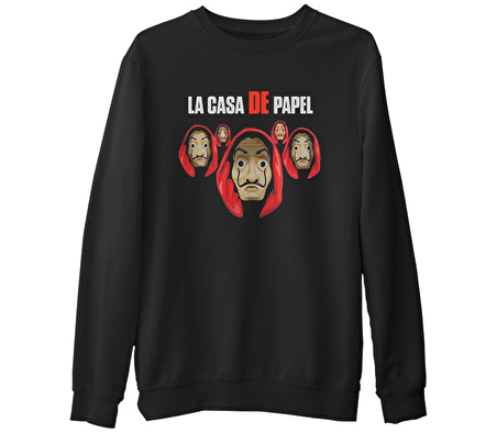 La Casa De Papel -  Siyah Erkek Kalın Sweatshirt