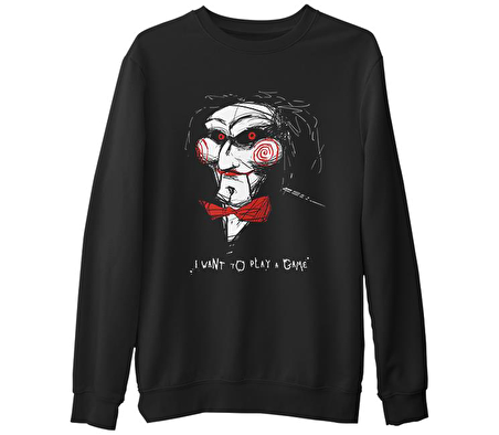 Saw - Testere Oyun Siyah Erkek Kalın Sweatshirt