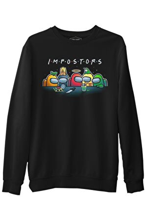Among Us Impostors I Siyah Erkek Kalın Sweatshirt