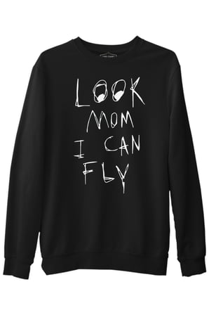 Travis Scott - Look Mom I can fly Siyah Erkek Kalın Sweatshirt