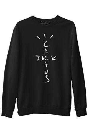 Travis Scott - Cactus Jack Siyah Erkek Kalın Sweatshirt