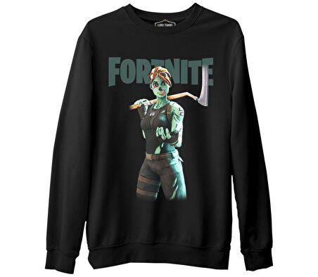 Fortnite Zombie Siyah Erkek Kalın Sweatshirt