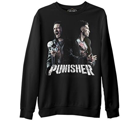 Punisher - Fight Siyah Erkek Kalın Sweatshirt