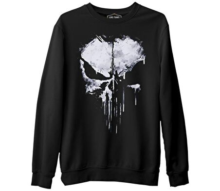 Punisher - Logo Punch Siyah Erkek Kalın Sweatshirt