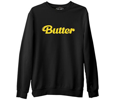 BTS - Butter Siyah Erkek Kalın Sweatshirt