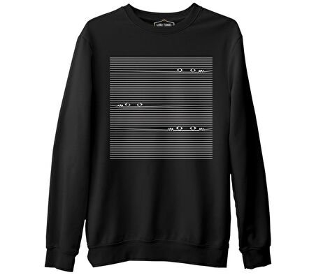 Pencere Çizgi Siyah Erkek Kalın Sweatshirt