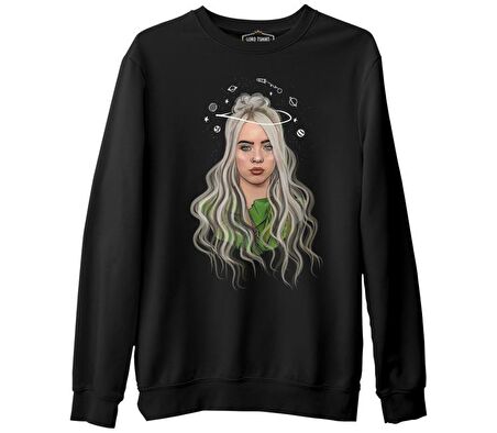 Billie Eilish - Yörünge Siyah Erkek Kalın Sweatshirt
