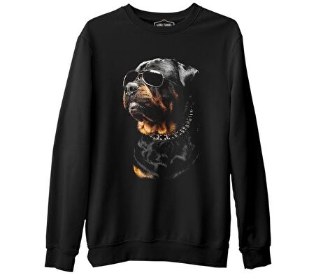 Rottweiler - Cool Siyah Erkek Kalın Sweatshirt