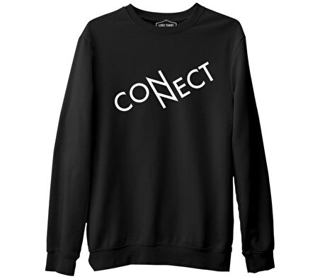 Connect with N Siyah Erkek Kalın Sweatshirt