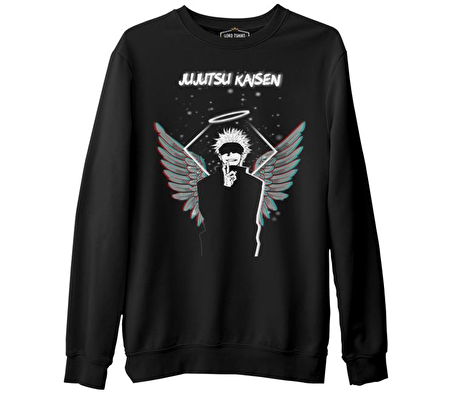 Jujutsu Kaisen - Kanat Siyah Erkek Kalın Sweatshirt