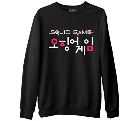 Squid Game-Logo Korean Siyah Erkek Kalın Sweatshirt