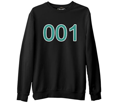Squid Game-Number 001 Siyah Erkek Kalın Sweatshirt