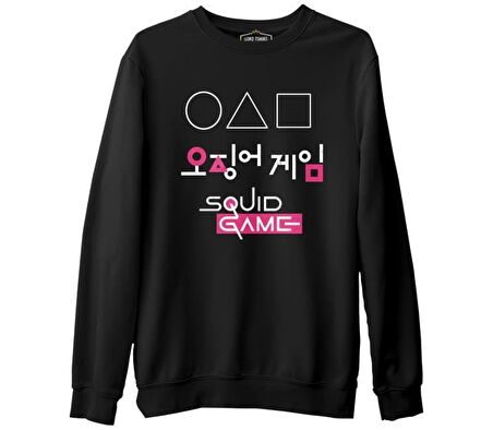 Squid Game - Üçgen Siyah Erkek Kalın Sweatshirt