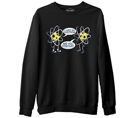 Okul ve Bilim - Fizik ve Elektron Siyah Erkek Kalın Sweatshirt
