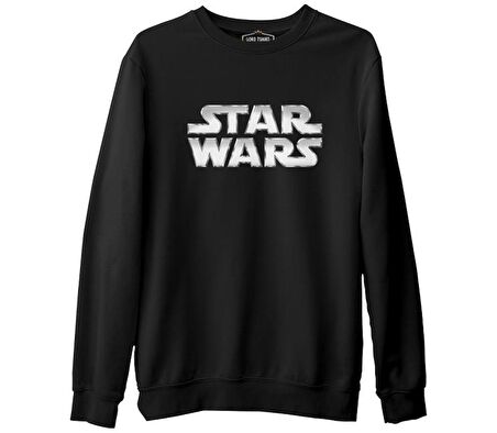 Star Wars - Logo Metalik Siyah Erkek Kalın Sweatshirt