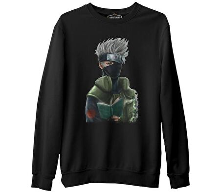 Naruto - Kakashi Siyah Erkek Kalın Sweatshirt