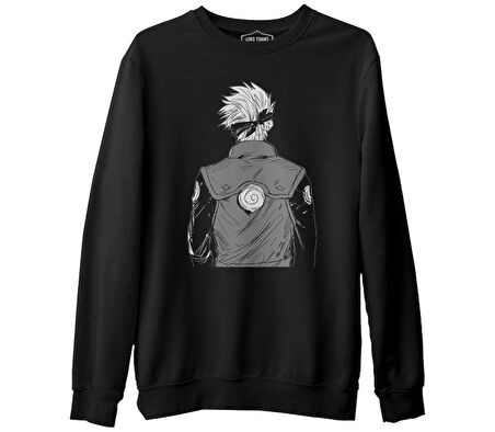 Naruto - Kakashi Back Siyah Erkek Kalın Sweatshirt
