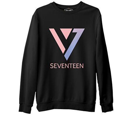 Seventeen - Logo Üçgen Siyah Erkek Kalın Sweatshirt