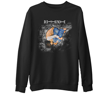 Death Note - Upside Down  Siyah Erkek Kalın Sweatshirt