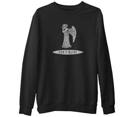 Doctor Who - Weeping Angels  Siyah Erkek Kalın Sweatshirt