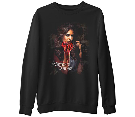 Vampire Diaries  Siyah Erkek Kalın Sweatshirt
