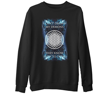 Bring me the Horizon - My Demons  Siyah Erkek Kalın Sweatshirt
