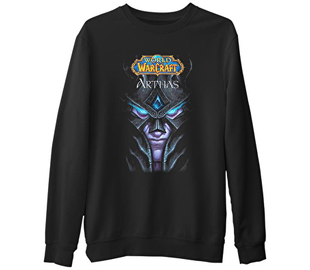 World Warcraft - Arthas  Siyah Erkek Kalın Sweatshirt