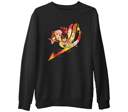 Fairy Tail  Siyah Erkek Kalın Sweatshirt