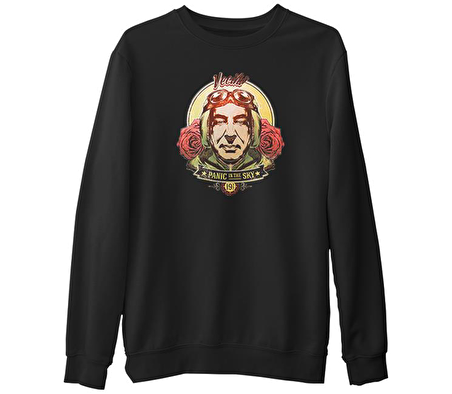 Vecihi  Siyah Erkek Kalın Sweatshirt