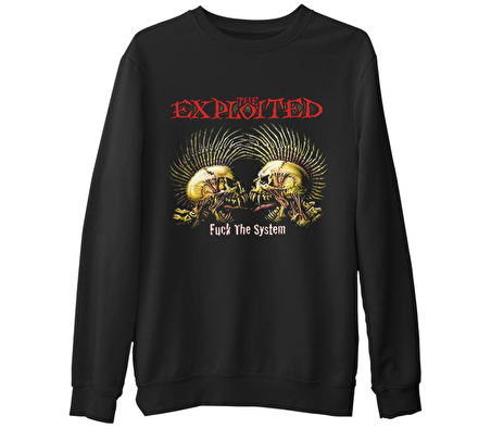 The Exploited  Siyah Erkek Kalın Sweatshirt