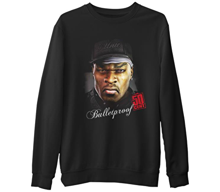 50 Cent  Siyah Erkek Kalın Sweatshirt