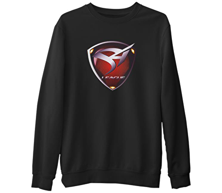 S4 League  Siyah Erkek Kalın Sweatshirt