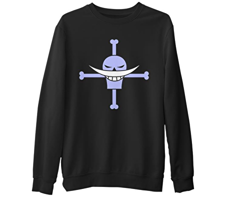 One Piece - Roger  Siyah Erkek Kalın Sweatshirt