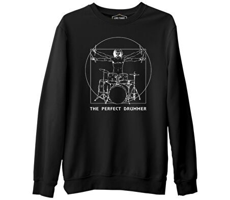The Perfect Drummer  Siyah Erkek Kalın Sweatshirt