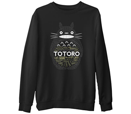 Totoro  Siyah Erkek Kalın Sweatshirt