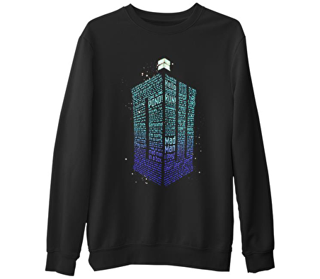 Dr.Who - Bow Ties  Siyah Erkek Kalın Sweatshirt