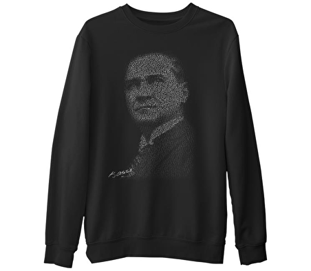 Atatürk - Gençliğe Hitabe  Siyah Erkek Kalın Sweatshirt