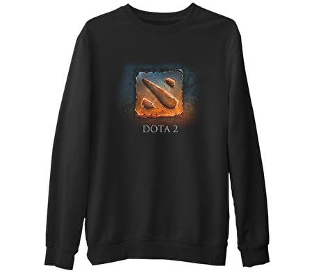 Dota 2 - Logo1  Siyah Erkek Kalın Sweatshirt
