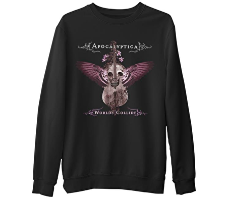 Apocalyptica - Worlds Collide  Siyah Erkek Kalın Sweatshirt