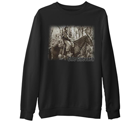 Che Guevara 1   Siyah Erkek Kalın Sweatshirt