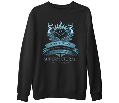 Supernatural - Join the Hunt  Siyah Erkek Kalın Sweatshirt
