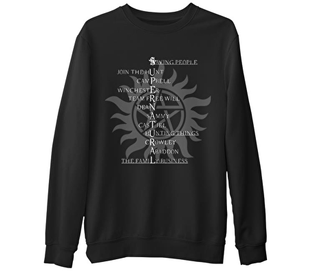 Supernatural - Saving People  Siyah Erkek Kalın Sweatshirt