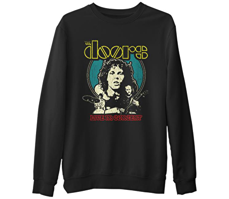 The Doors  Siyah Erkek Kalın Sweatshirt
