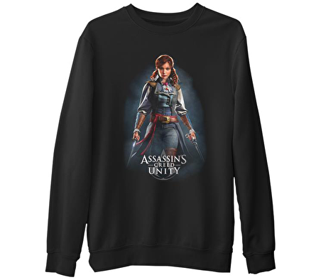 Assassins Creed Unity - Elise  Siyah Erkek Kalın Sweatshirt