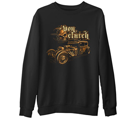 Old Car  Siyah Erkek Kalın Sweatshirt