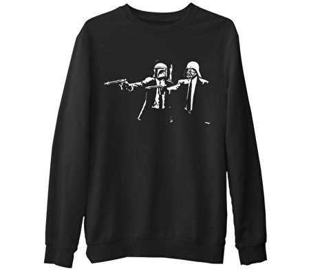 Star Wars & Pulp Fiction  Siyah Erkek Kalın Sweatshirt