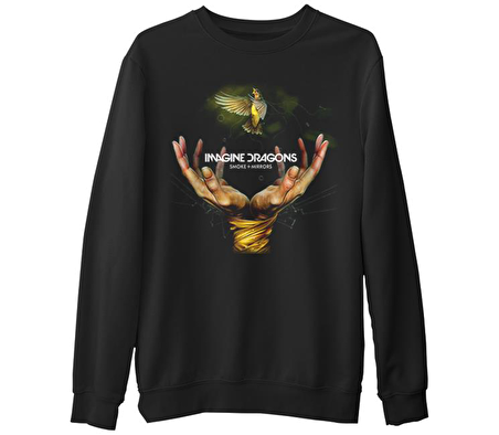Imagine Dragons - Smoke Mirrors  Siyah Erkek Kalın Sweatshirt