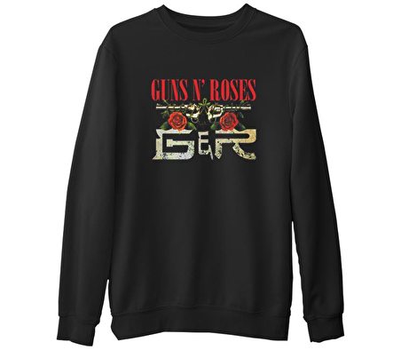 Guns N'Roses  Siyah Erkek Kalın Sweatshirt