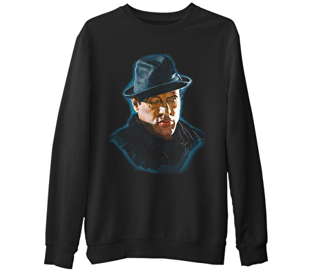 Rocky Balboa  Siyah Erkek Kalın Sweatshirt